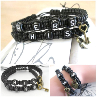 Couple bracelets | His lock, hers key | zwart | relatie kado | armbandenset